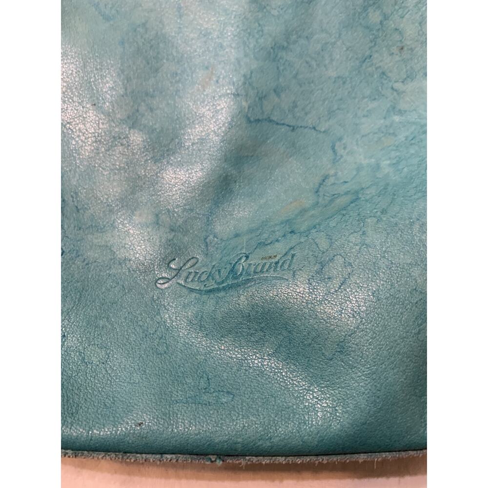 Lucky Brand Turquoise Crossbody Triple Zipper pockets Whipstitch Western Boho - Picture 6 of 12